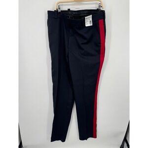 NWT Horace Small Cool Flex Pants 38 Black Red Stripe Casual 100% Polyester